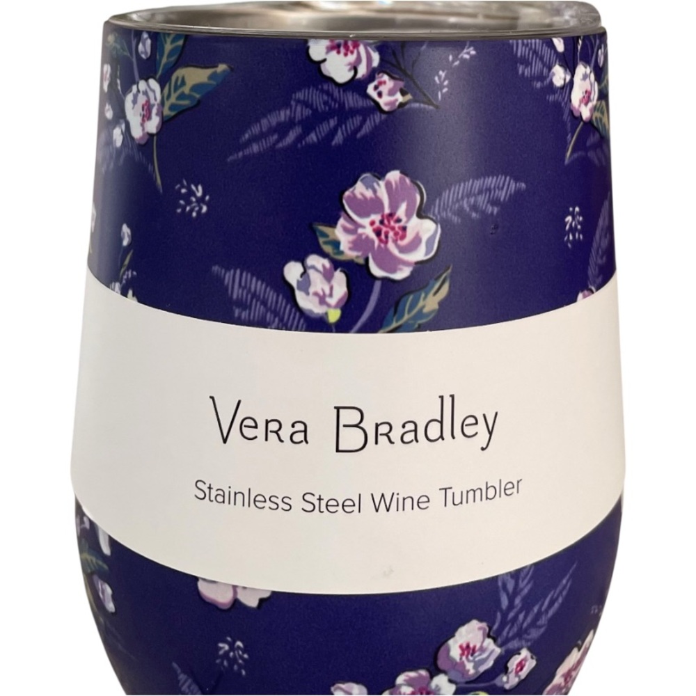 Vera Bradley Stainless Steel Tumbler 12 oz – Wild Roses | Stemless Wine Glass - Picture 4 of 4
